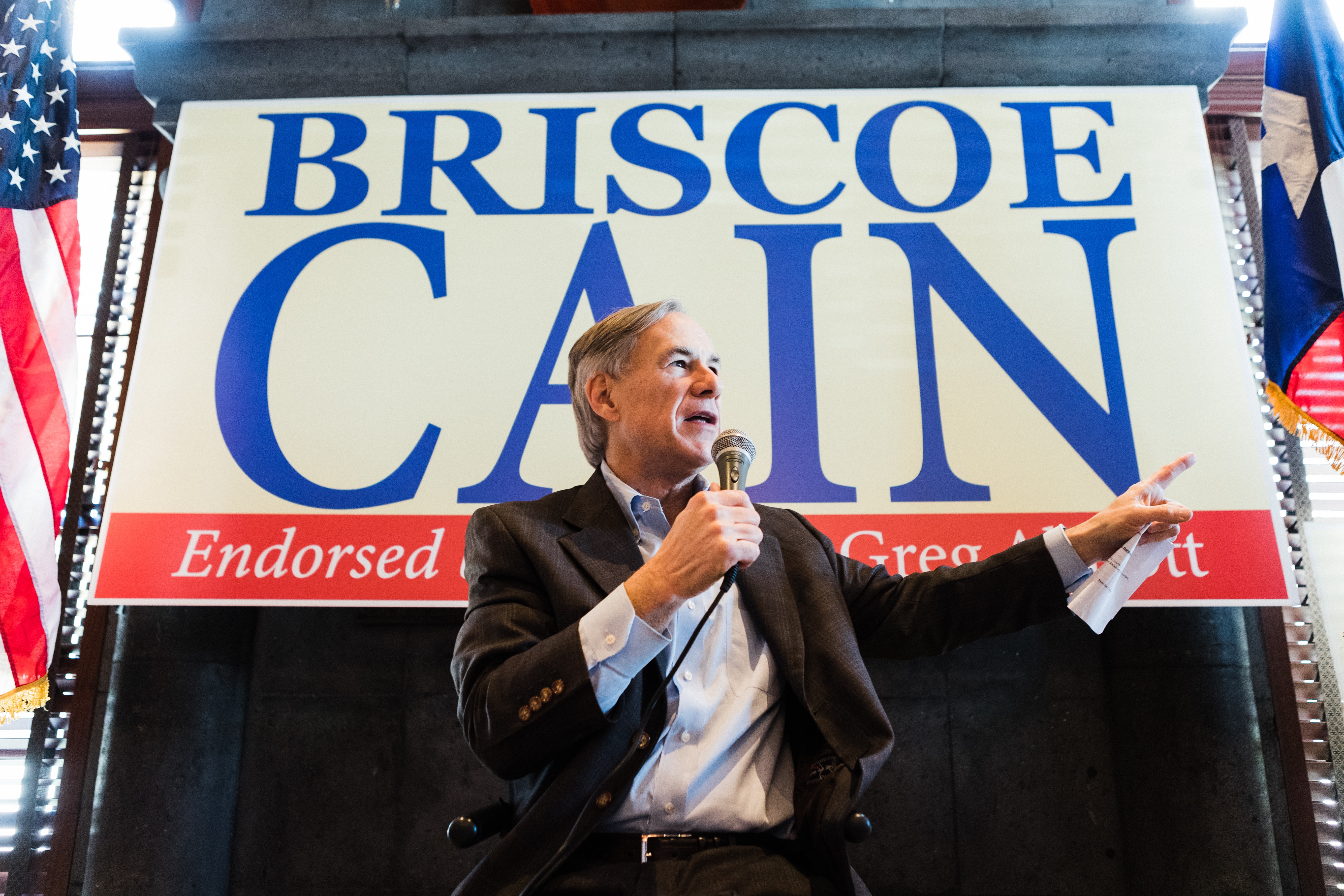 Governor Abbott Holds Get Out The Vote Event With Representative Briscoe Cain In Baytown