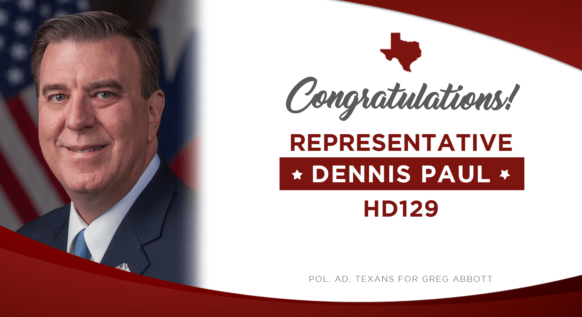 Governor Abbott Congratulates Representative Dennis Paul On Primary Victory In Harris County