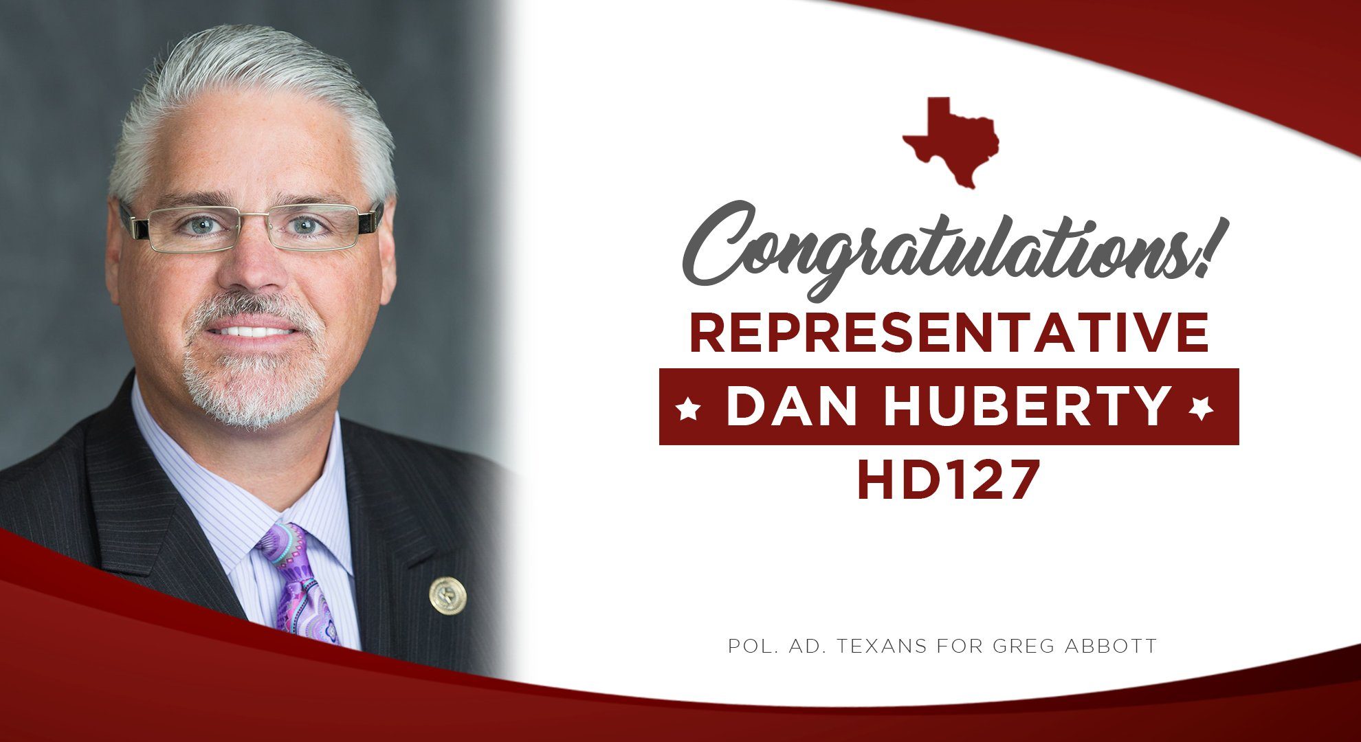 Governor Abbott Congratulates Dan Huberty On Commanding Victory