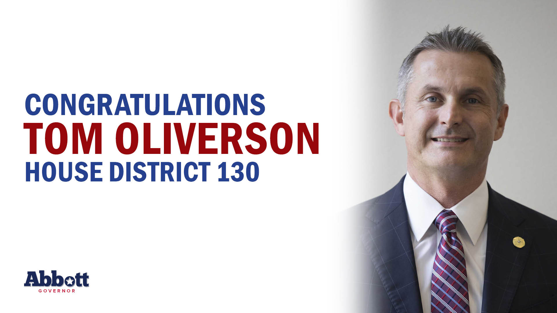 Governor Abbott Congratulates Rep. Tom Oliverson On Election Night Victory