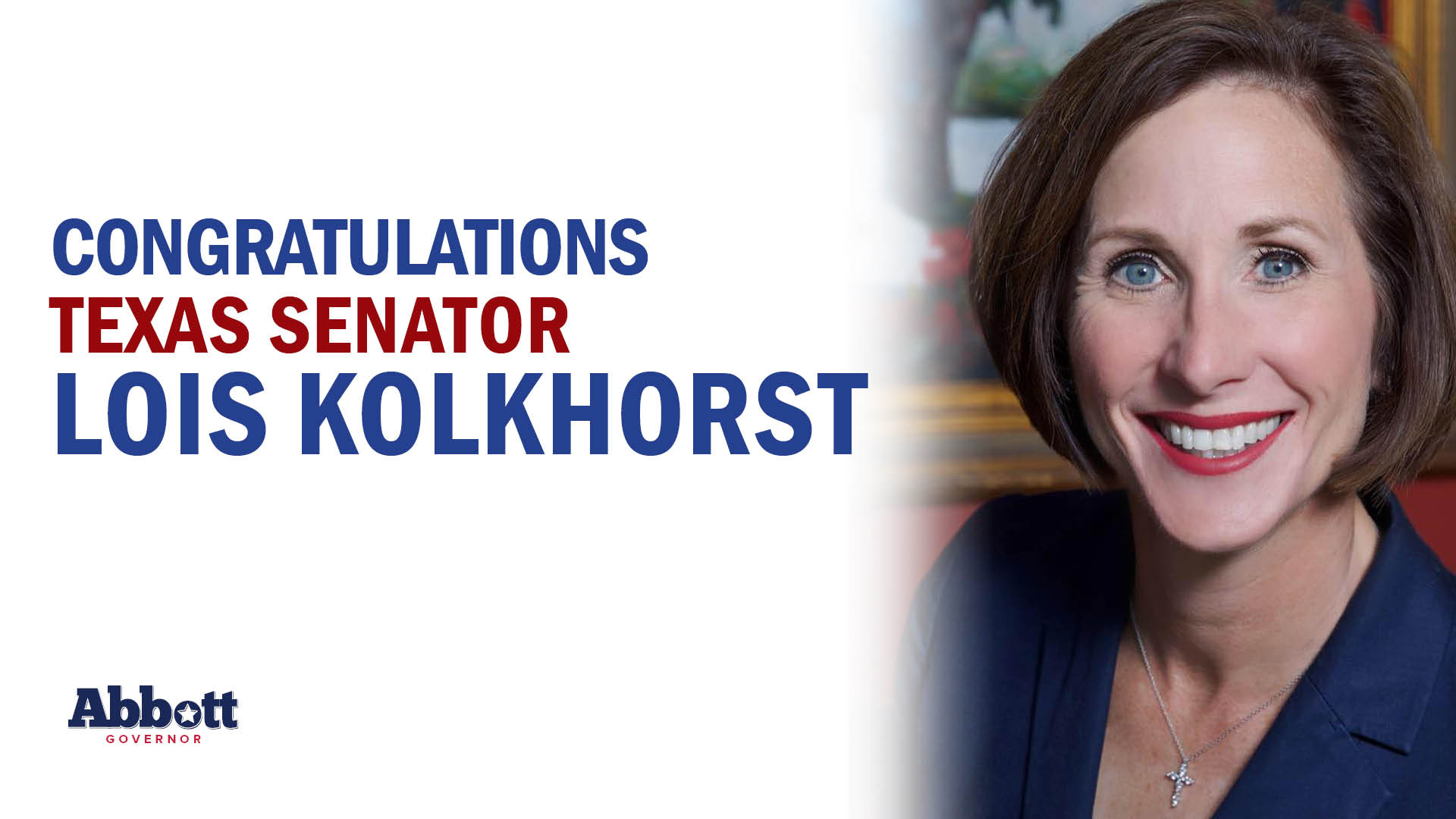 Governor Abbott Lauds Senator Lois Kolkhorst’s Re-Election Win