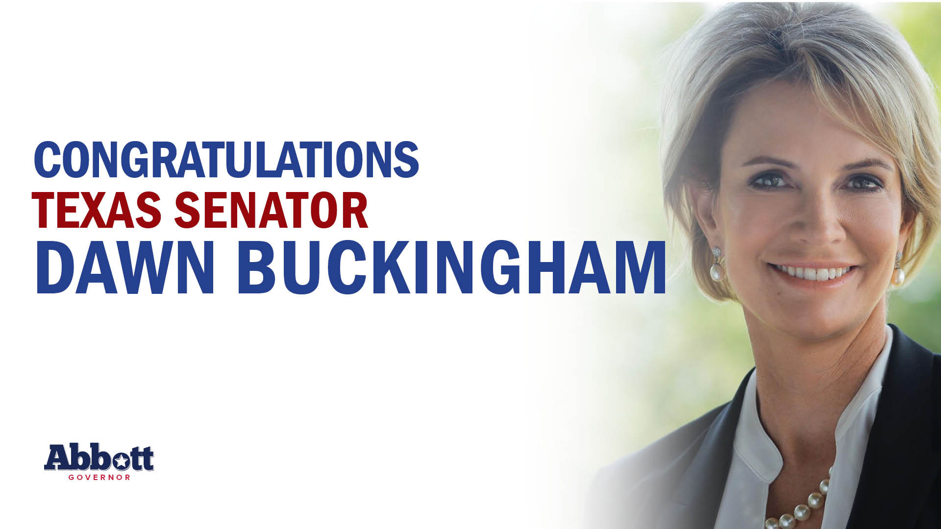 Governor Abbott Issues Statement On Senator Dawn Buckingham Re-Election Win